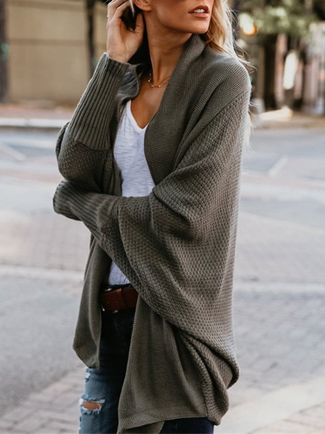 Solid Acrylic Casual Long Sleeve Sweater